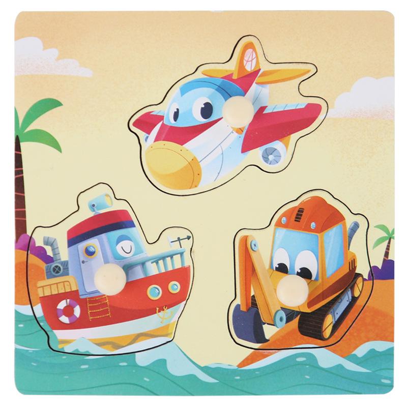 Wooden Dinosaur & Traffic Puzzle Board: Cognitive & Early Education Toy for Kids