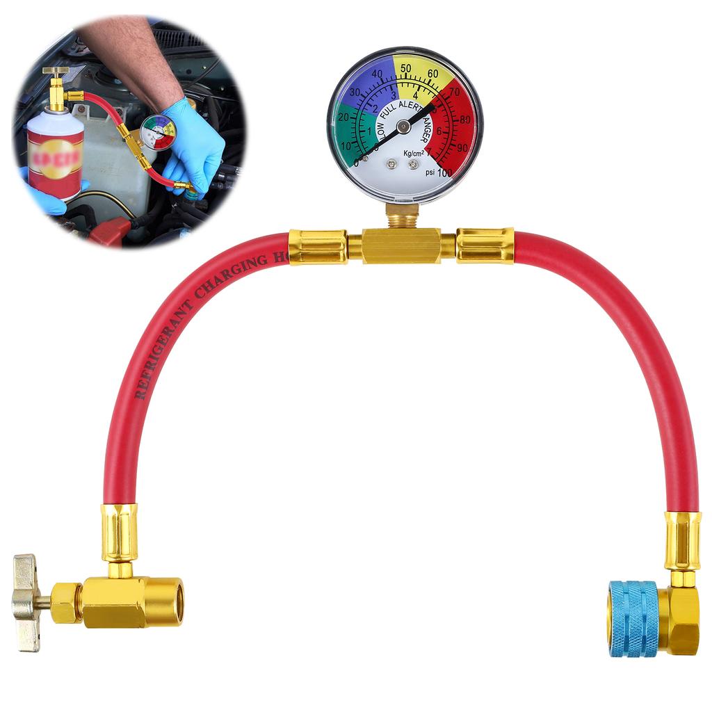R1234YF Автомобильный шланг для заправки хладагента, алюминиевый сплав, комплект труб для заправки хладагента, прочный датчик, быстроразъемное соединение с низкой стороны для автомобиля