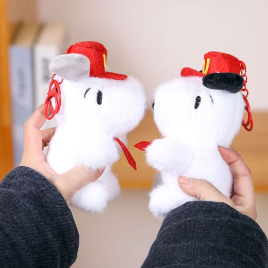 Брелок-подвеска в виде щенка для рюкзака, милая мультяшная одежда, красная шапка, плюшевый щенок, украшение, мягкая игрушка, подвеска для зеркала заднего вида автомобиля, украшения, подарки