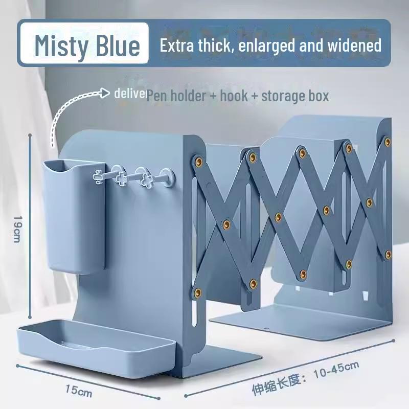 Металлическая выдвижная подставка для книг с держателем для ручек — решение для хранения на рабочем столе