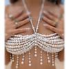 Beach Bikini Bead Chest Chain Jewelry, Temperament Vacation Multi-layer Imitation Pearl Fringed Body Chain