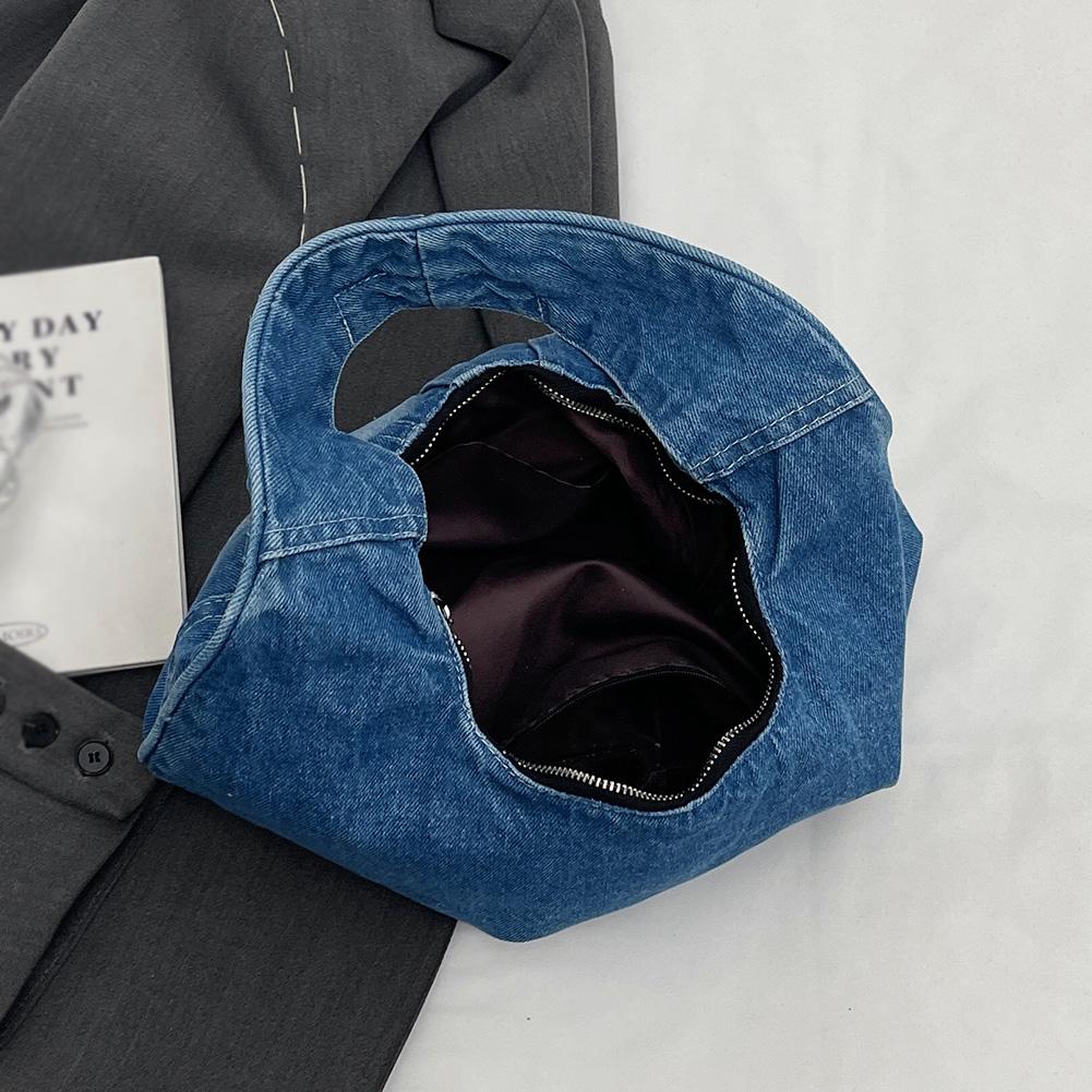 Women Denim Shoulder Bag Trendy Jean Purse With Pocket Underarm Purse Clutch Bag for Work Travel Shopping