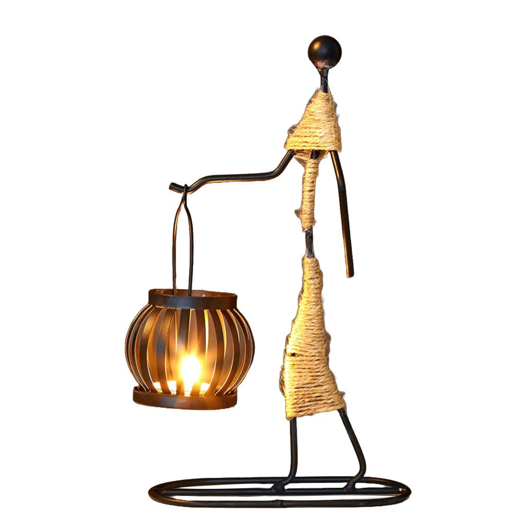 Винтажный подсвечник для домашнего декора, железный подсвечник в форме девушки, декоративная свеча в форме фонаря