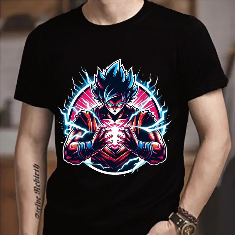 Футболка Dragon Ball Goku Мода для взрослого мужчины Аниме одежда Унисекс Круглый воротник Короткий рукав Мода Черная Хлопковая Футболка Топ Подарок