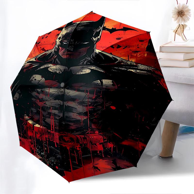 1pc Batman Blood Automatic Folding Umbrella - Compact 8-Rib Design, Durable Plastic & Iron1198L