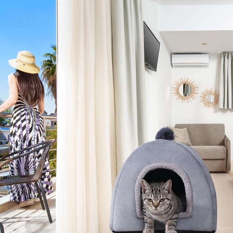 Дом для собак, крытый домик для домашних животных, палатка-пещера, кровать-гнездо, спальный мешок, мягкая кровать из микрофибры, домик для кошек и котят, а также маленьких собак