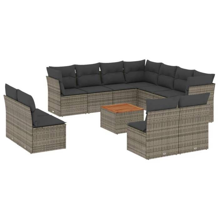 VidaXL Salon de Jardin avec Coussins 12 pcs, Canapés de Terrasse, Ensemble de Meubles de Patio, Mobilier d'Extérieur, Gris 3256039