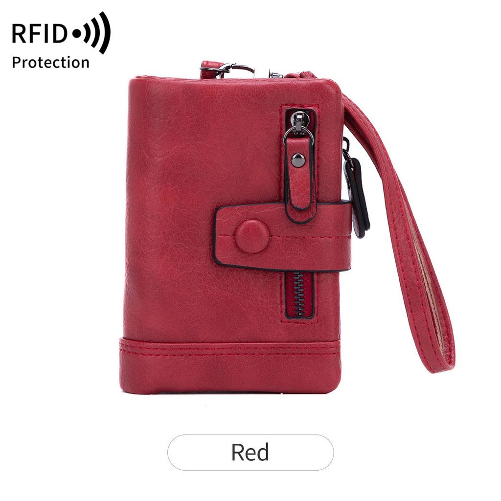 New Women's Wallet Fashion Zipper Buckle Clutch Multi-function Short Change Bag