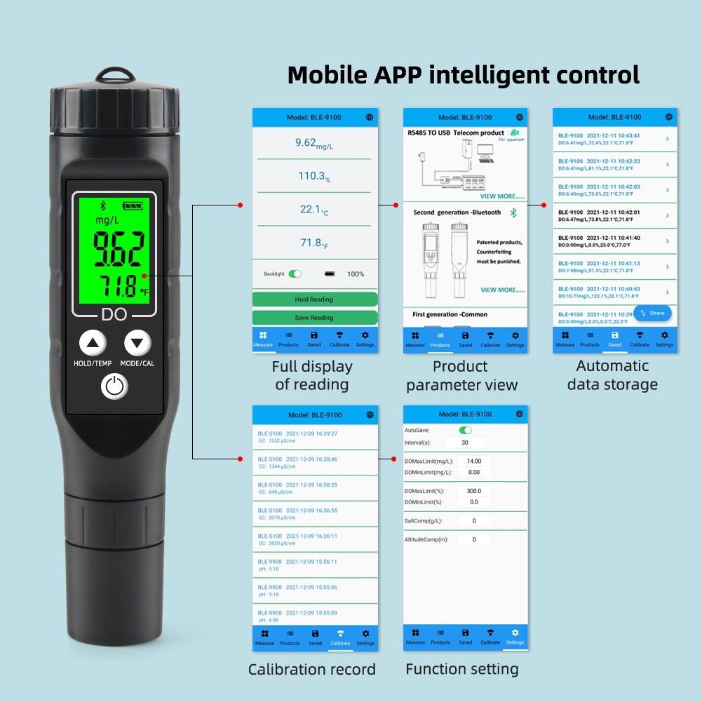 Digital Dissolved Oxygen Analyzer 0.0-40.0mg/L Dissolved Oxygen Detector Portable Smart Bluetooth Dissolved Oxygen Meter