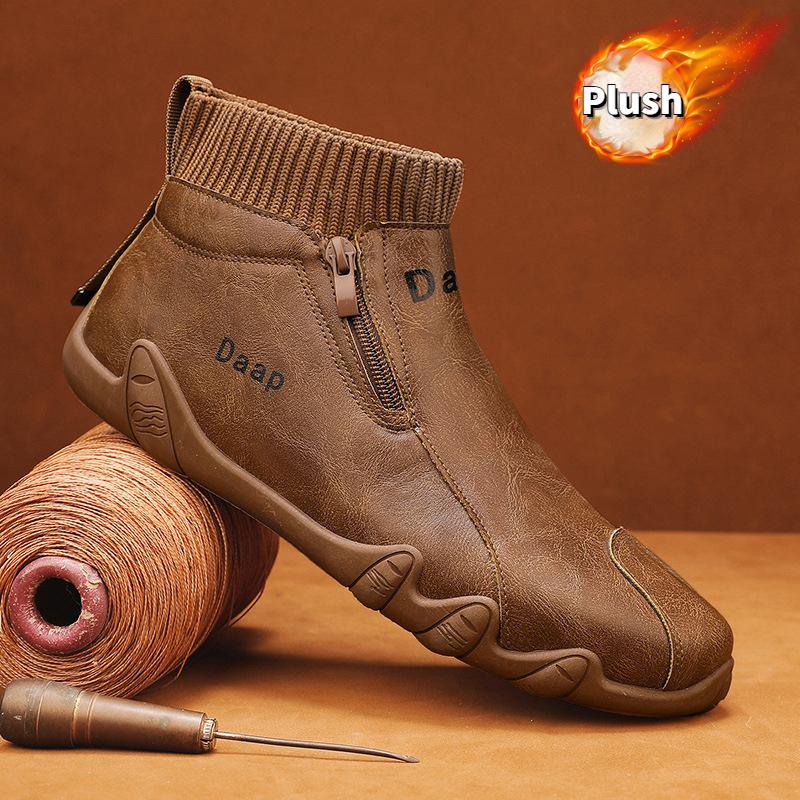 Высокие повседневные туфли для мужчин, высококачественные водонепроницаемые мужские ботинки, модная удобная рабочая обувь, нескользящие мужские ботильоны