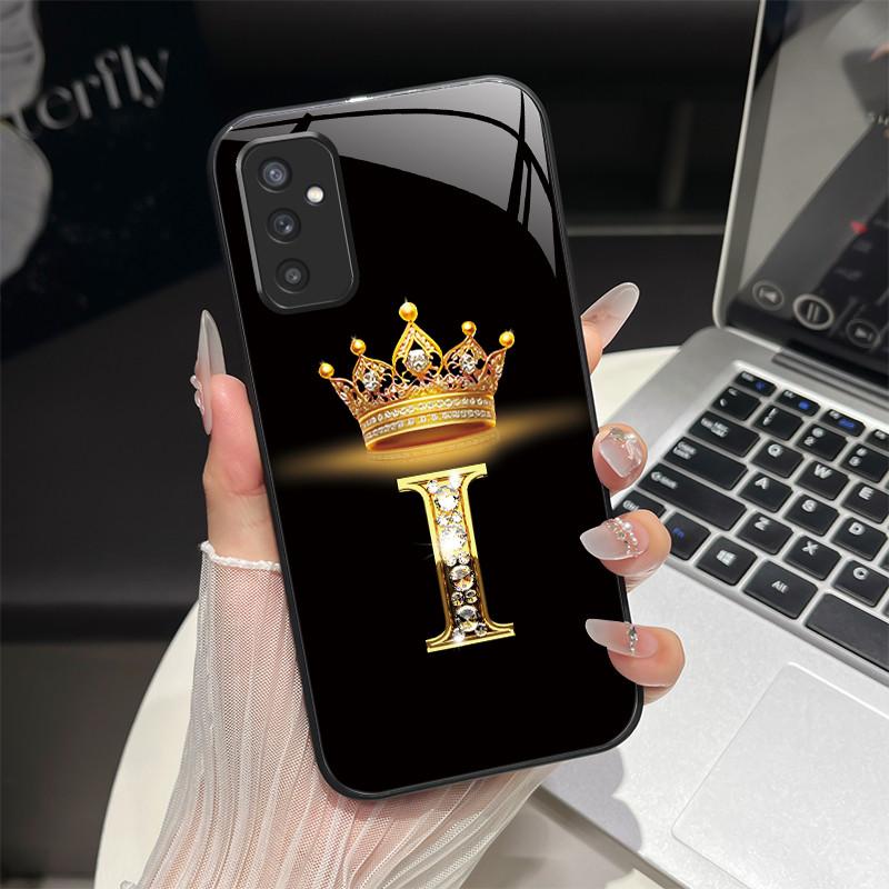 Чехол для Samsung M52 5G Galaxy M14 SM-M526B SM-M146B Чехол для телефона Ударопрочный Модный Инициал Задняя крышка из закаленного стекла