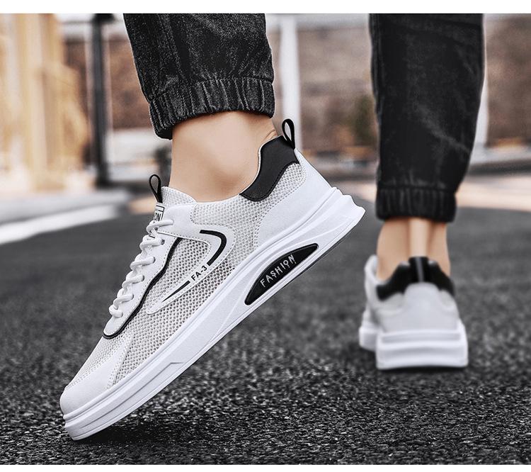 Мужские модные 2025 белые дышащие сетчатые спортивные туфли - летние износостойкие повседневные кроссовки