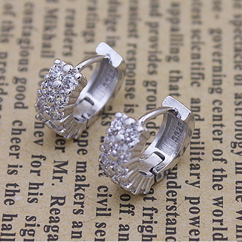 Серебряные двухрядные женские серьги с блестящим цирконом, подходящие для подарка на День святого Валентина