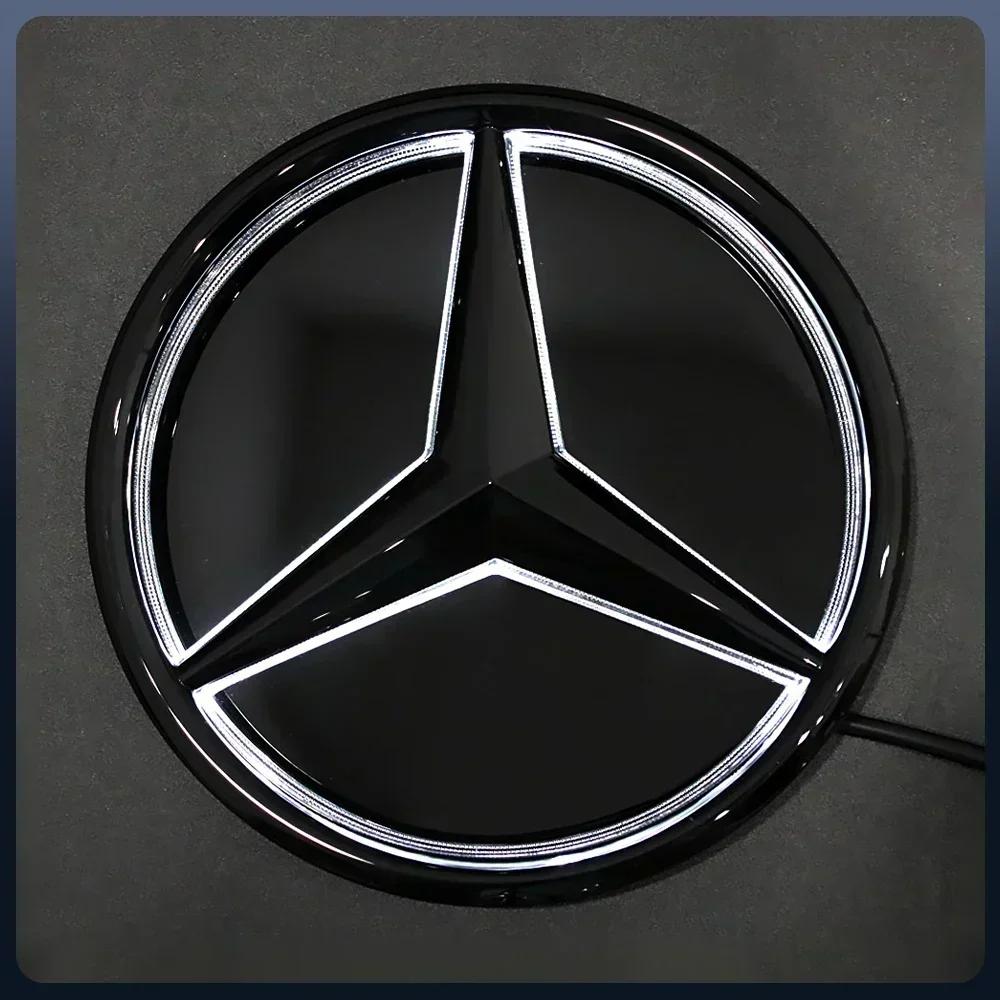 Car Sticker 2025 Hot For Mercedes Benz Fit For Mercedes Benz Chrome Silver Front Grille Mirror Star LED White Illuminated Emblem