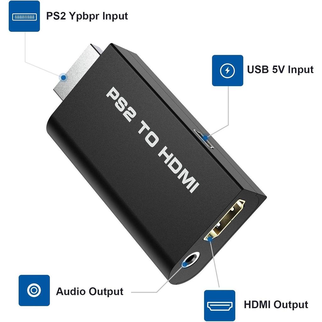 Адаптер-конвертер PS2 - HDMI, M209 - поддерживает все режимы отображения PlayStation 2, аудиовыход 3,5 мм, Plug and Play, питание по USB-кабелю