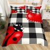 Ladybug Comforter Cover Set Ladybug On Green Leaf Duvet Cover Wild Wildlife Theme Microfiber Bedding Set 3pcs for Kids Teens