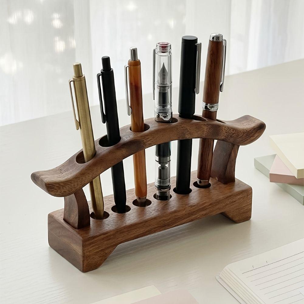 Simple Wooden Pen Holder Multifunction Tea Tools Storage Rack Desk Organizer  Office Supplies