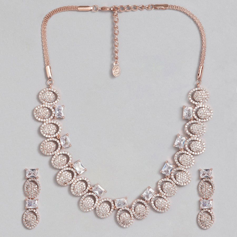 Комплект дизайнерского дизайнерского ожерелья Estele из розового золота с цирконами для женщин
