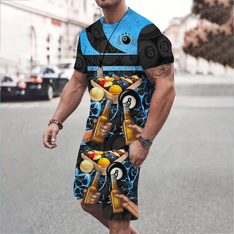 Модный мужской повседневный винтажный костюм, летний дышащий освежающий костюм в пляжном стиле с принтом 3D тигра, свободный мужской топ большого размера