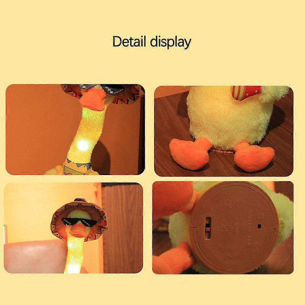 Dancing Singing Duck Plush Interactive Toy Recording Lighting Stuffed Toys With 120 Songs