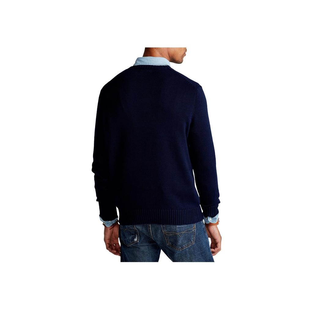 Polo Ralph Lauren Solid Logo Embroidered Crew Neck Pullover Sweater Men Sweater Blue 710810846-001