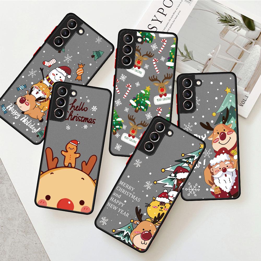 Снежный Рождественский Матовый Чехол Для Samsung Galaxy S22 S20 S21 FE S10 S9 Plus S8 Capa Note 20 Ultra 10 Lite Phone Fundas