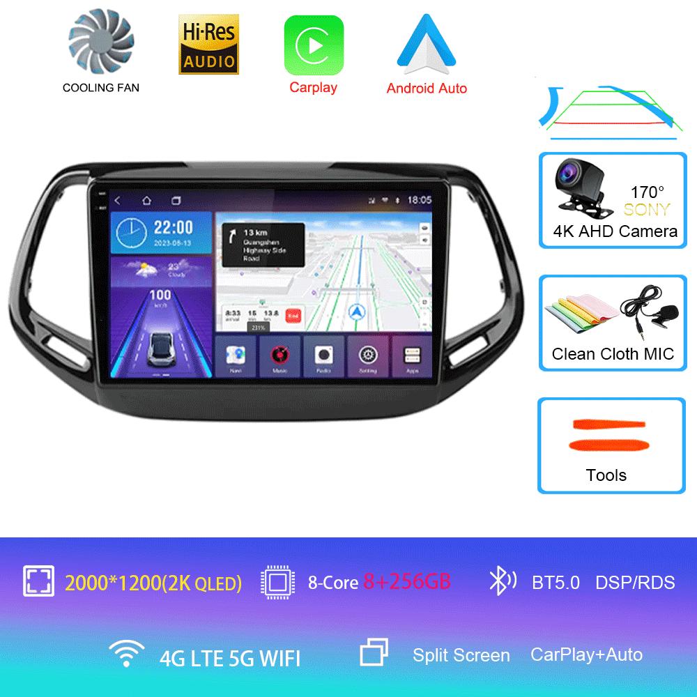 Android 14 Carplay Auto WIFI+4G Для Jeep Compass 2017 2018 2019 Автомагнитола GPS Стерео Мультимедийный Видеоплеер 2din Головное Устройство DSP