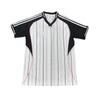 Mens White Bamboo Fiber Baseball-Style Soccer Jersey Striped Top Juventus Fans
