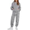 Женский спортивный костюм с капюшоном, унисекс, двухсекционная одежда для бега, пуловер с длинными рукавами, толстовка с капюшоном + комплект спортивных штанов