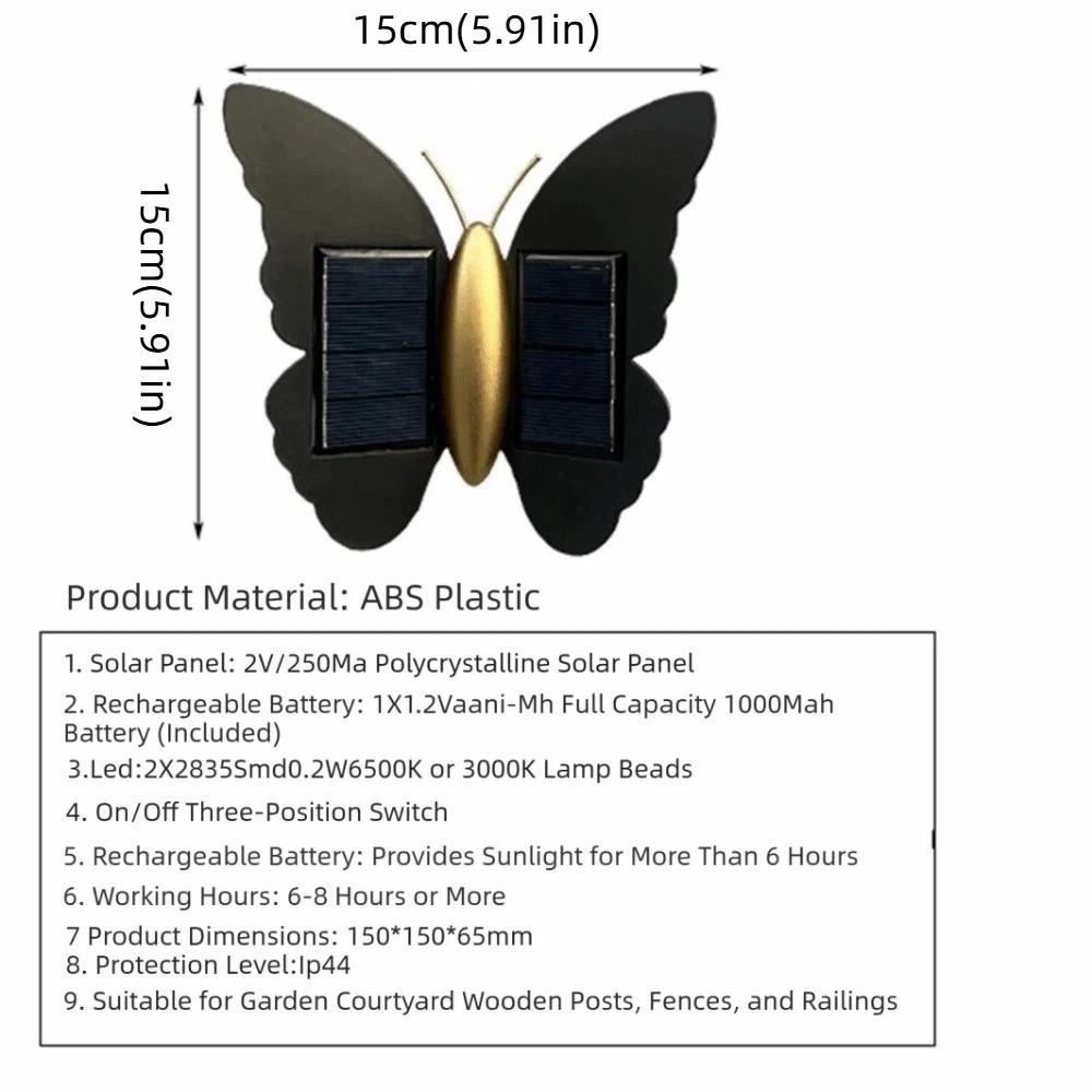 Butterfly Shaped Butterfly Solar Wall Light Auto On/Off Solar Powered LED Induction Lamp Automatic Operation Motion Sensor