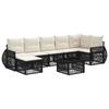 8 Piece Garden Sofa Set Black and Cream White Poly Rattan