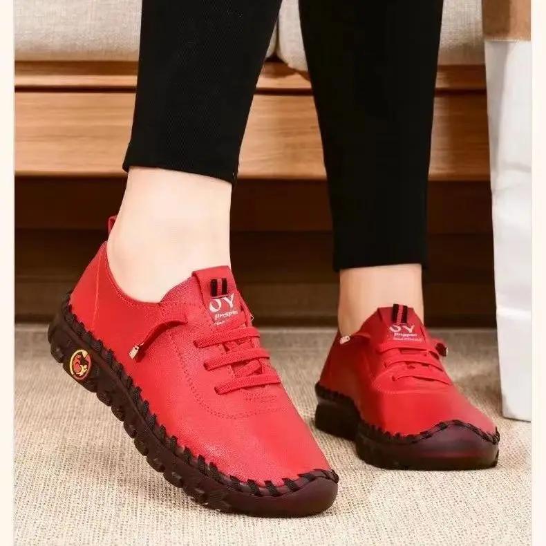 Women's Large Size Women's Shoes Sewing Non-slip Student Shoes Women's Flat Mother Single Shoe Casual Shoes Zapatos De Mujer