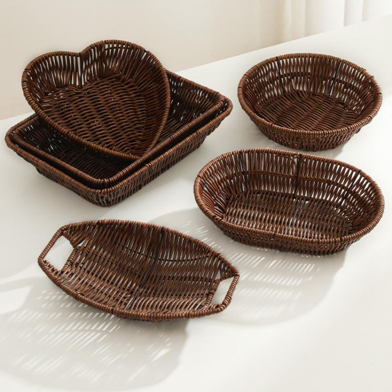 Japanese Rattan Like Dessert Tray, Fruit Basket, Ladies' Delicate Afternoon Tea, Dim Sum Tray, Snack Tray, Kitchen Storage Tray