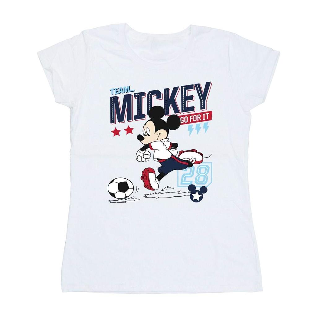 Disney Womens/Ladies Mickey Mouse Team Mickey Football Cotton T-Shirt