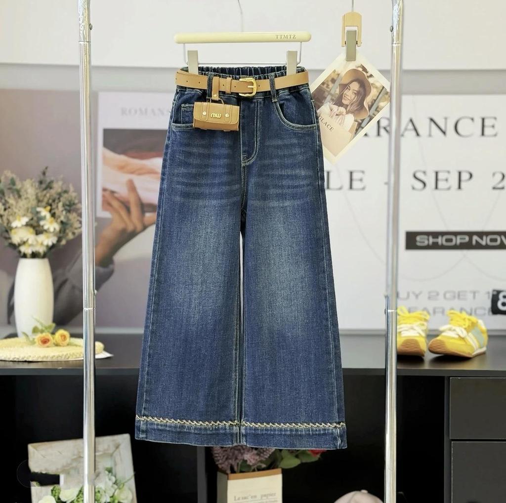 2025 Повседневные джинсы для девочек на весну/осень с широкими штанинами