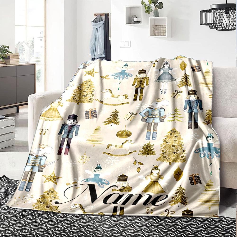 Festive Nutcracker And Holly Christmas Scene Blanket Allseason Blanket Christmas Home Decorgift Sofa Bed Travel Camping Christmas Style Colorswarm