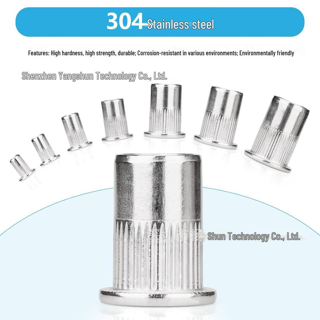 Набор из 165 штук резьбовых заклепок из нержавеющей стали (M3-M10, Плоская головка, Рифленая)