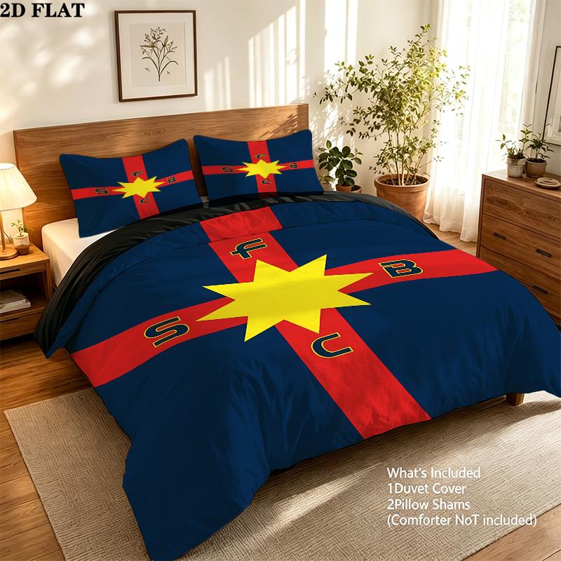 Fcsb Pattern Bedding Quilt Set Quilt Cover Pillowcase Home Birthday Gift(1 * duvet cover + 2 * pillowcase, without core)
