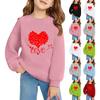 Свитшоты с круглым вырезом для девочек, детские топы с принтом на День святого Валентина