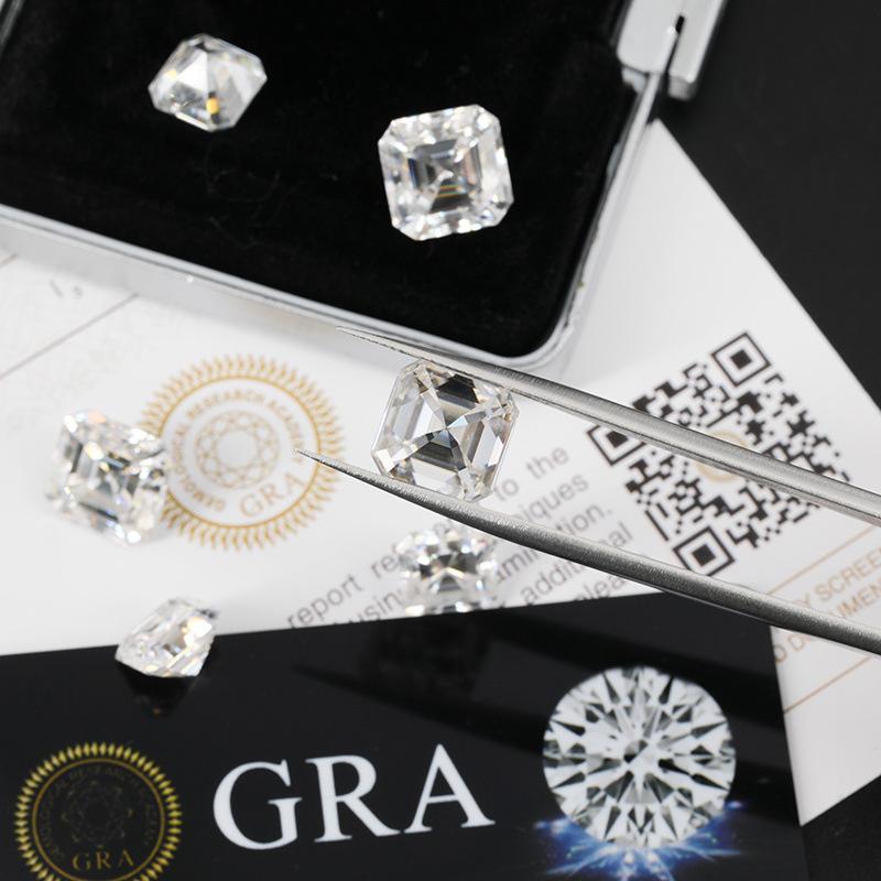 Cellacity White Short Square Aschi Mosanite 0.5 Cct-7.0 CT-D Color Laboratory Grown Diamond GRA Certificate