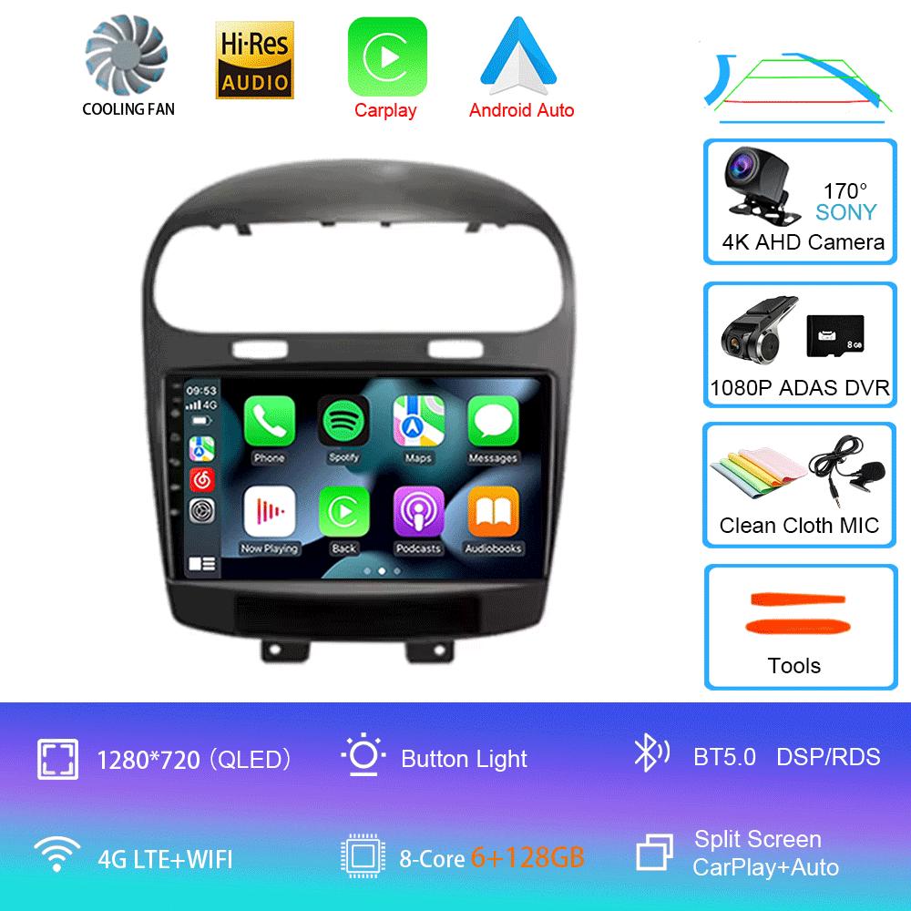 Для Dodge Journey Fiat Leap Freemont 2011 - 2020 Автомагнитола Мультимедийный плеер Навигация GPS DSP 4G Wi-Fi Carplay Auto Android 14