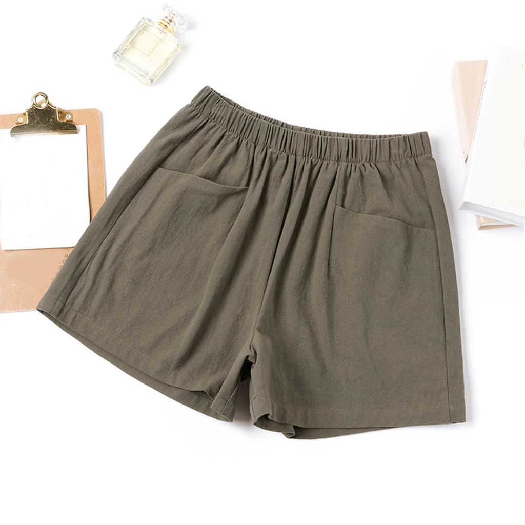 Spring and Summer New Cotton and Linen Shorts Women's Outer Wear Thin A- Shown Wide Leg High Waist Slimming Plus Size Loose Casual Shorts for Women