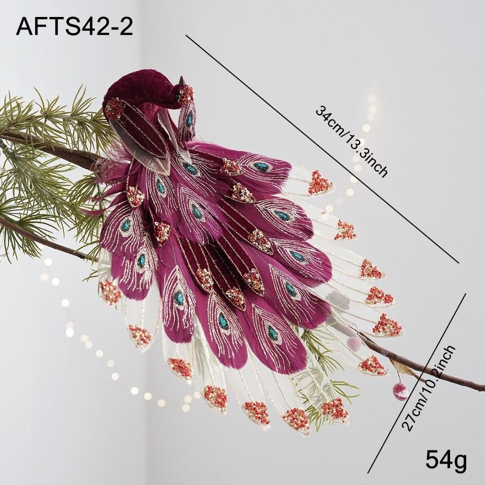 3D Embroidered Artificial Peacock Ornament Peacock Hanging Ornament For Christmas Tree Decor