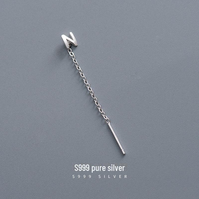 Серьги-буквы Banyan Tree S999 из стерлингового серебра для женщин — модный холодный стиль 2023 года