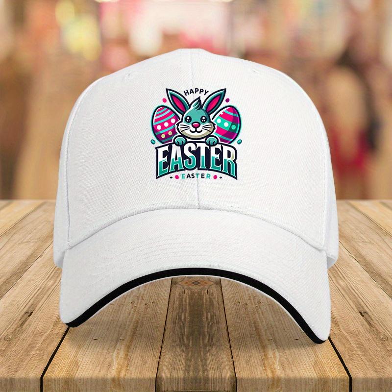 Easter Bunny Eggs Graphic Baseball Cap Polyester Adjustable Casual Outdoor Sports Sun Protection Hat