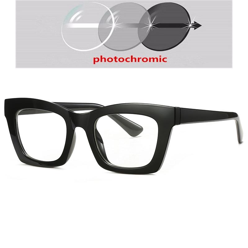 Черно-розовая квадратная оправа для близорукости, очки для женщин TR90, анти-синий луч, студенческие фотохромные очки для близорукости 0 -0,5 до -6,0