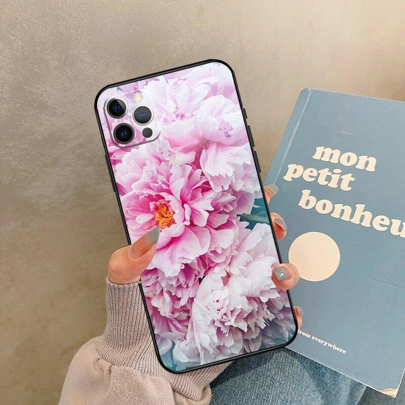 Розовый фиолетовый чехол для телефона с изображением пиона для iPhone Samsung Galaxy Redmi Xiaomi Oppo OnePlus Note SA 7 8 9 10 11 12 13 14 20 21 22 23 53 54 Pro Max Plus Ultra