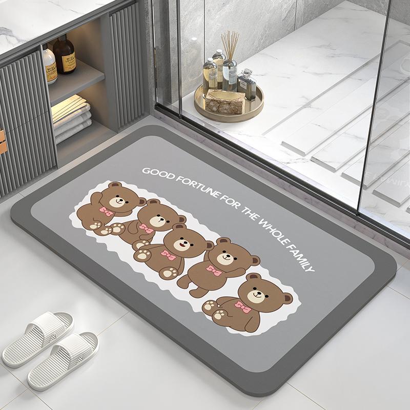 Диатомовая грязь абсорбирующий коврик, коврик для пола в туалете, быстросохнущий коврик для ног с противоскользящим покрытием у двери в ванную, мультяшный милый туалетный мягкий ковер