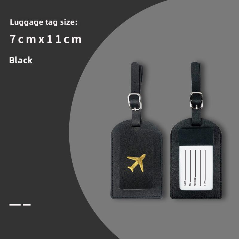 "PU Leather Luggage Tag & Passport Cover Set with Cross-Border Airplane Design"