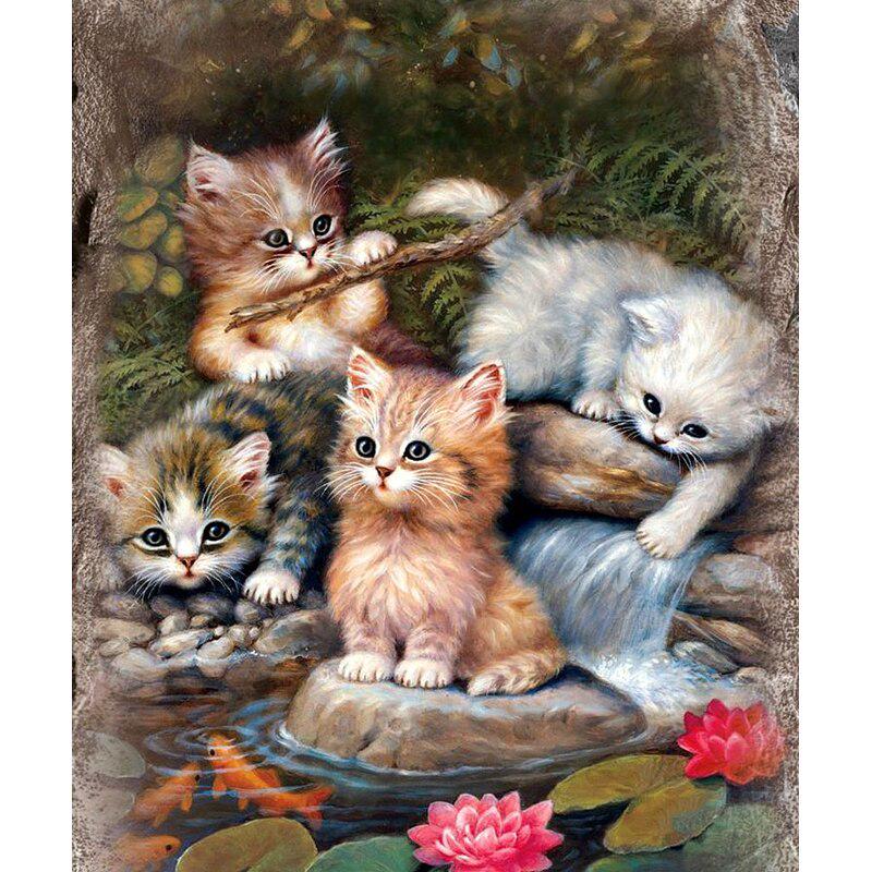 Cat DIY 5D Diamond Painting Rhinestone Animal Diamond Embroidery Cross Stitch Mosaic Full Round Drill Home Decor Art Gift